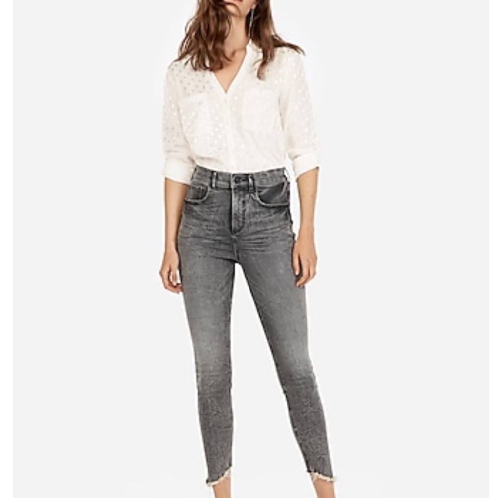 Express Petite Slim Fit Jacquard Dot Portofino